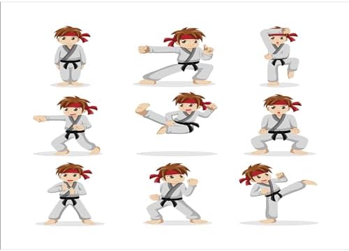 Ambesonne Karate Boy Soap Toothbrush Holder Set 2 Pcs Ceramic Beige Vermilion