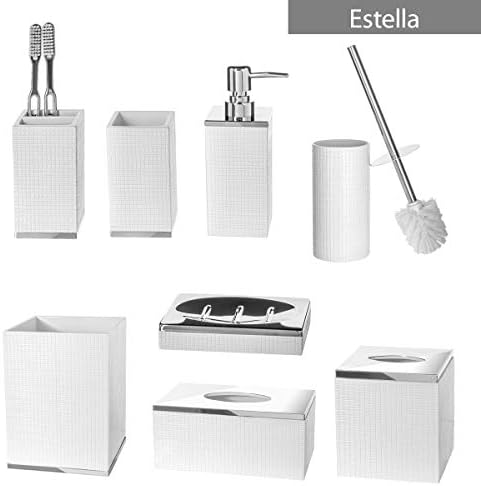 Estella Small White Bathroom Trash Can - Decorative Durable