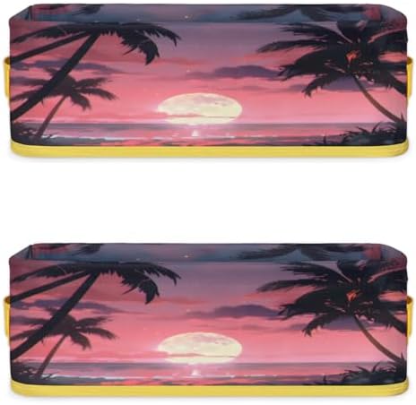Skonsati Pink Ocean Beach Toilet Paper Basket with Handles 1