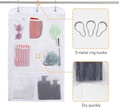 GNEGNI 7-Pocket Shower Caddy with Hooks 295 x 17 in 1