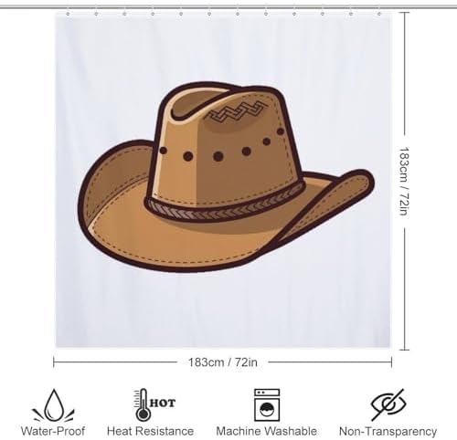 TIYAANDSY Cartoon Cowboy Hat Shower Curtain Set 1