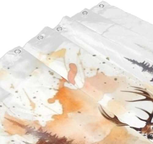 Brown Deer Shower Curtain Set with 12 Hooks 72x72in