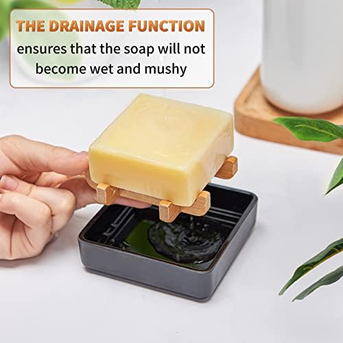 Bamboo Soap Dish with Drainage for Bathroom Sink