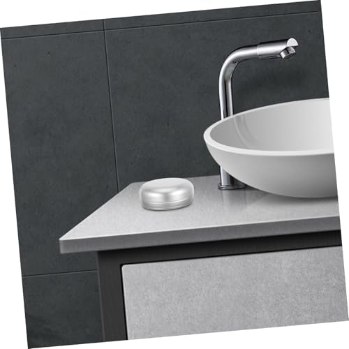 PRETYZOOM 2pcs Round Aluminum Soap Dish with Leak-Proof Lid
