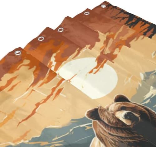 Brown Bear Shower Curtain Set with 12 Hooks 72x72in 1