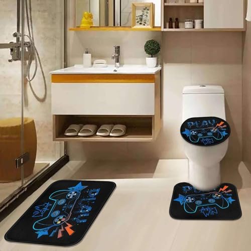 Arttown Blue Orange Gamepad Bathroom Set 4 Pcs