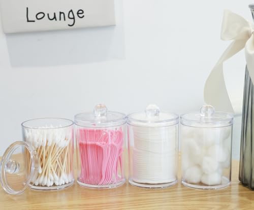 2 Pack Acrylic Q-Tip Holder Dispenser with Labels 10 and 12 Oz