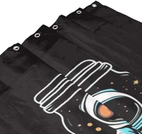 White Astronaut Pattern Shower Curtain Set with 12 Hooks 72x72in