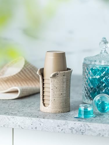 YHOJOY Speckled White Ceramic Cup Dispenser 3 Oz