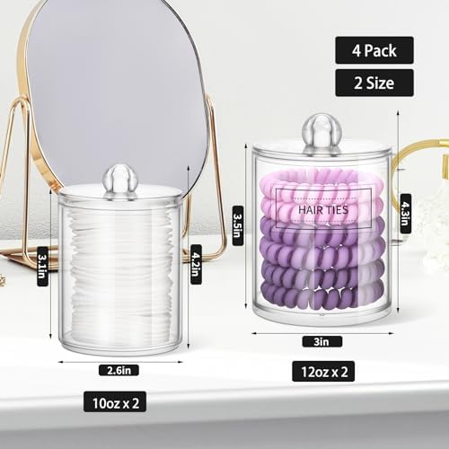 MEFAN Qtip Holder Dispenser 4 Pack Clear Plastic Jars
