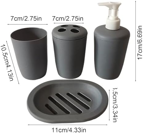 4Pcs Plastic Bathroom Accessory Set with Toothbrush Holder and Soap Dish