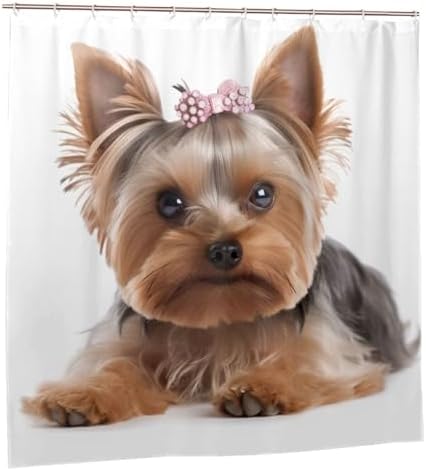 Brown Black Dog Shower Curtain Set with 12 Hooks 72x72in 1