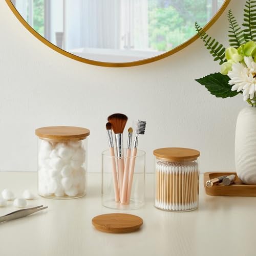 3 Pack Glass Q-Tip Holder Bathroom Organizers