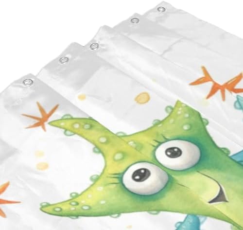 Blue Green Starfish Shower Curtain Set 72x72in