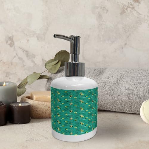 Ambesonne Hawaiian Bath Set - 2 Pcs Ceramic Soap Toothbrush Holder