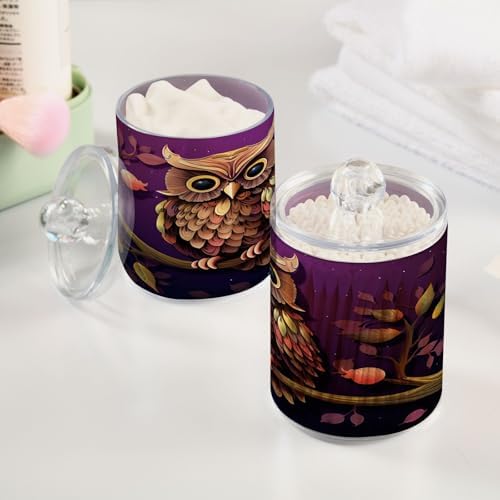 YETTASBIN Owl Clear Storage Jars 2 Pack 14 Oz with Lid