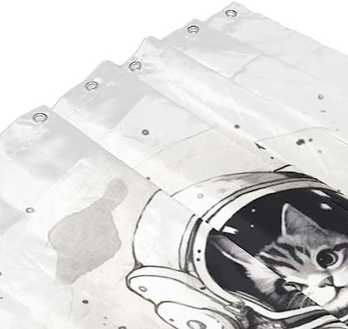Cat Astronaut Shower Curtain Set 72x72in 1