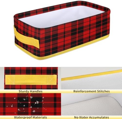 Red And Black Checkered Foldable Storage Baskets 2-Pack 1