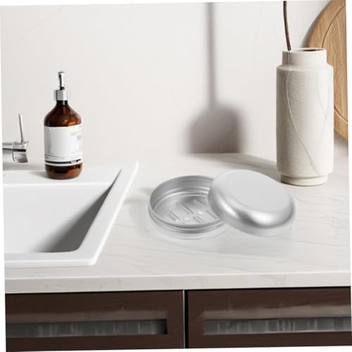 Ciieeo Round Aluminum Soap Dish with Leakproof Lid