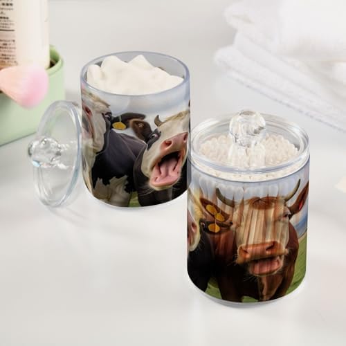 YETTASBIN 2 Pack Clear Plastic Bathroom Storage Canisters with Lids