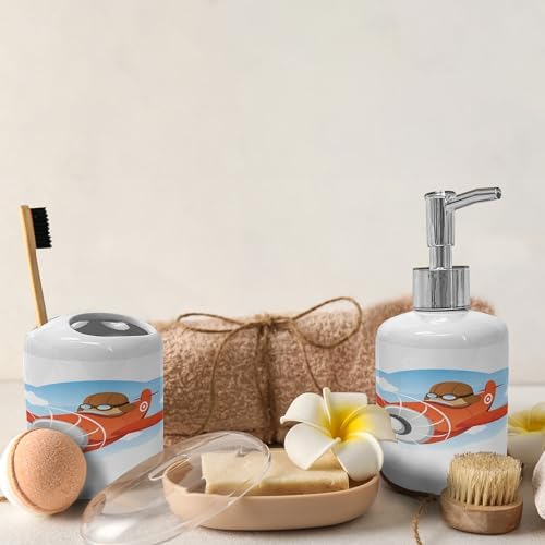 Ambesonne Bathroom Soap Toothbrush Holder Set