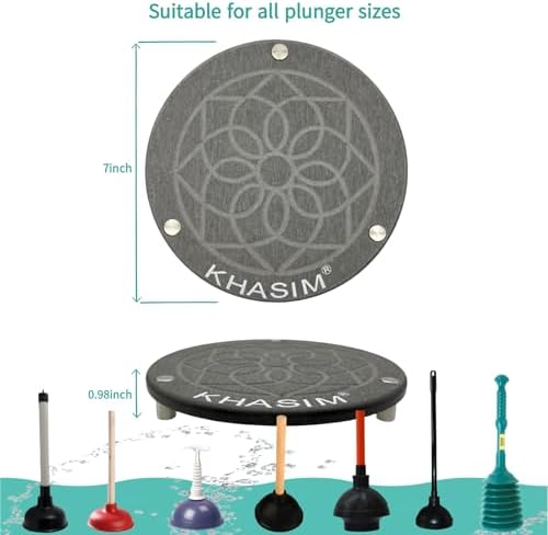 KHASIM Plunger Mat Tray - 7 Gray Drying Mat for Toilet Plunger