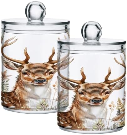 YETTASBIN Deer Clear Plastic Apothecary Jars 2 Pack