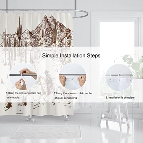 Hipposama Western Cactus Shower Curtain Set