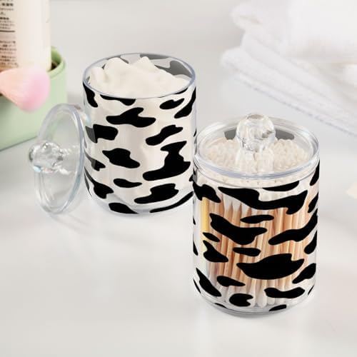 Qilmy Black Cow Spots Qtip Holder 2 Pack Canister