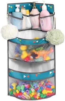 Bathroom Organizer with Toy Holder and Shower Caddy Blue