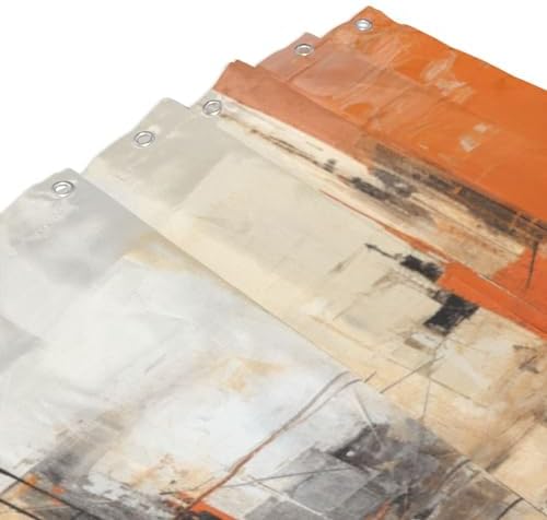 Abstract Oil Painting Shower Curtain Set with 12 Hooks 72x72in