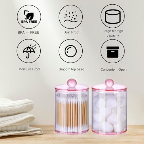 4 Pack Bathroom Canister Set with Lids - Pink
