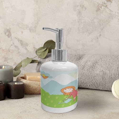 Ambesonne Cartoon Soap Toothbrush Holder Set 2 Pcs Lime Green
