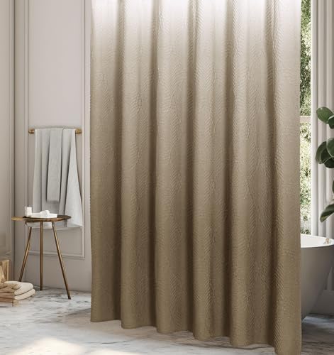 Gibelle Ombre Brown Shower Curtain Set with Hooks 72x72
