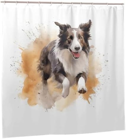 Black White Dog Shower Curtain Set with 12 Hooks 72x72in 1