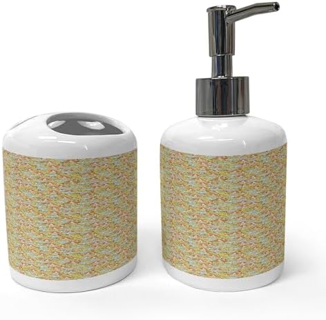 Ambesonne Cartoon Soap Toothbrush Holder Set Mustard Vermilion