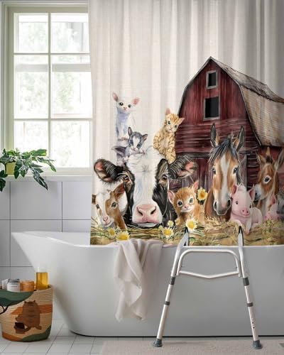 Split Shower Curtain with Hooks for Transfer Bench and Bath Tub