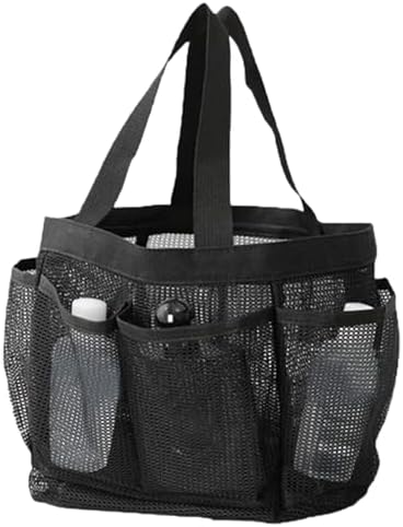 Hperu Mesh Portable Shower Bag with 8 Pockets Black