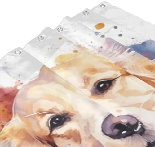 Golden Retriever Shower Curtain Set 72x72in with 12 Hooks