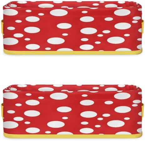 White Polka Dots Bathroom Storage Baskets with Handles