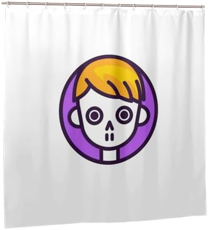 Yellow Purple Minimalism Skull Shower Curtain Set with 12 Hooks 72x72in