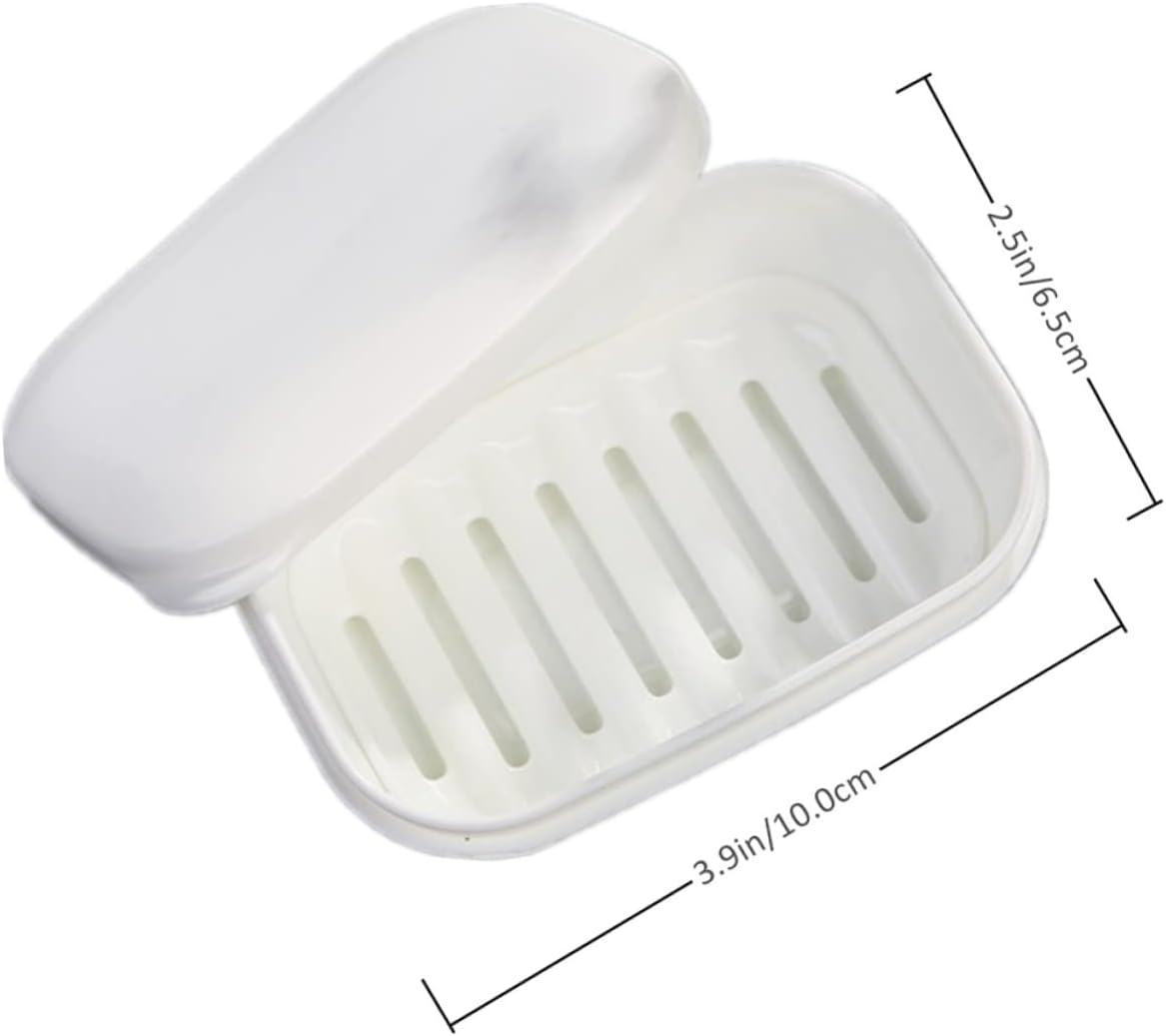 Set of 2 White Soap Dishes with Drain Rack