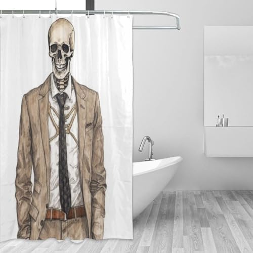 TIYAANDSY Boho Skull Shower Curtain Set 72x72in Waterproof Fabric with 12 Hooks
