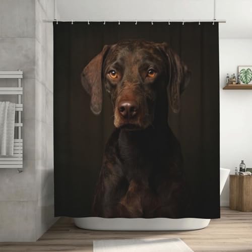 Black Dog Shower Curtain Set with 12 Hooks 72x72in