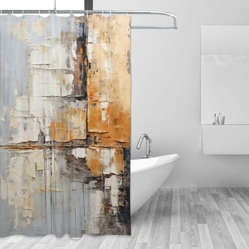 TIYAANDSY Abstract Oil Painting Shower Curtain Set