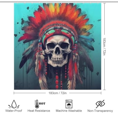 TIYAANDSY Red Feather Boho Shower Curtain Set 72x72in