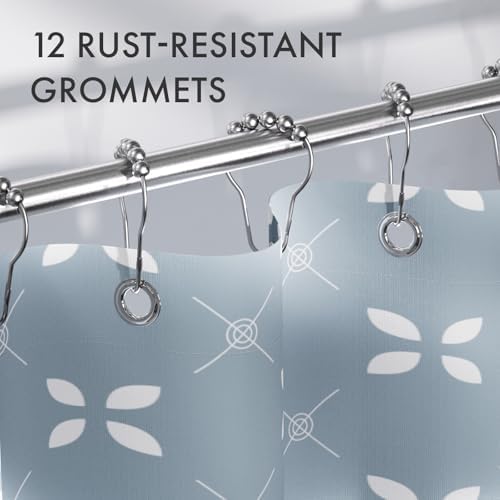 AmazerBath Blue Floral Shower Curtain Set
