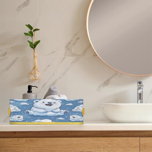 Cute Cartoon Polar Bear Toilet Paper Basket with Handles