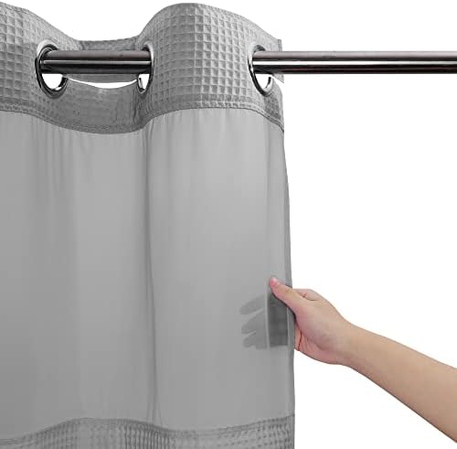 River Dream Gray Fabric Shower Curtain Set with Snap Liner 1