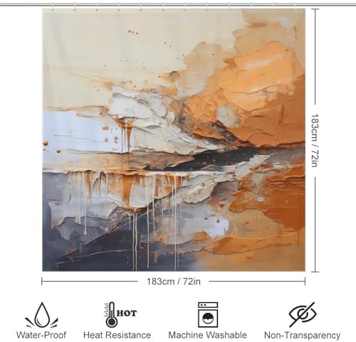 TIYAANDSY Oil Painting Abstract Shower Curtain Set